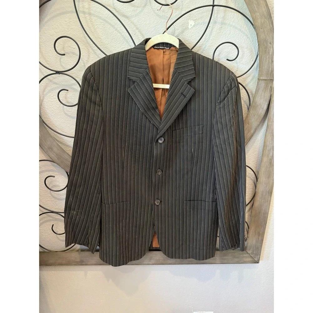 Men's Striped Blazer By Jack Victor Prossimo Made In‎ Canada Black And Tan